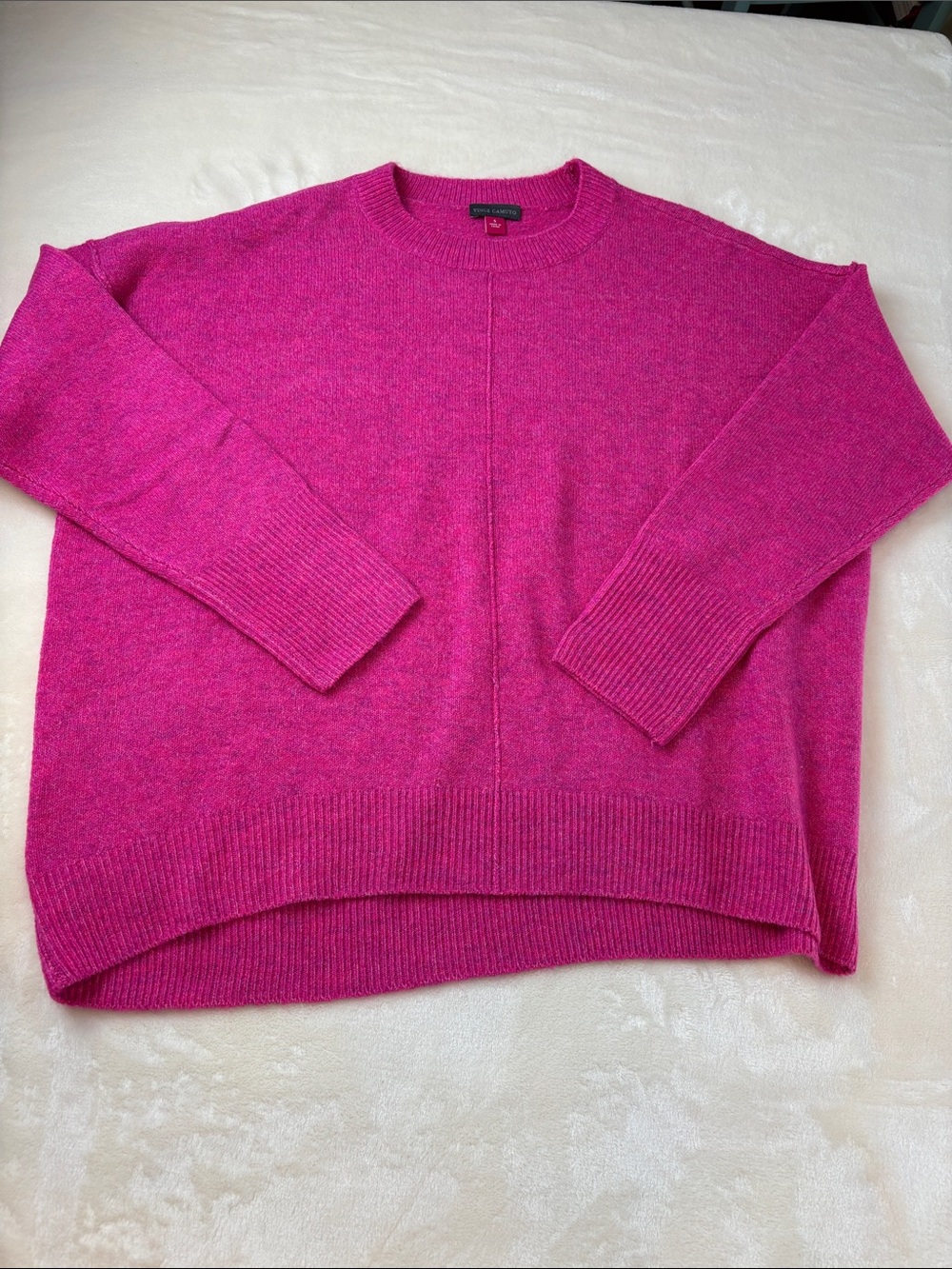 Fabulous Elegant VINCE CAMUTO Oversize Crewneck Sweater - Bright Pink Size Small